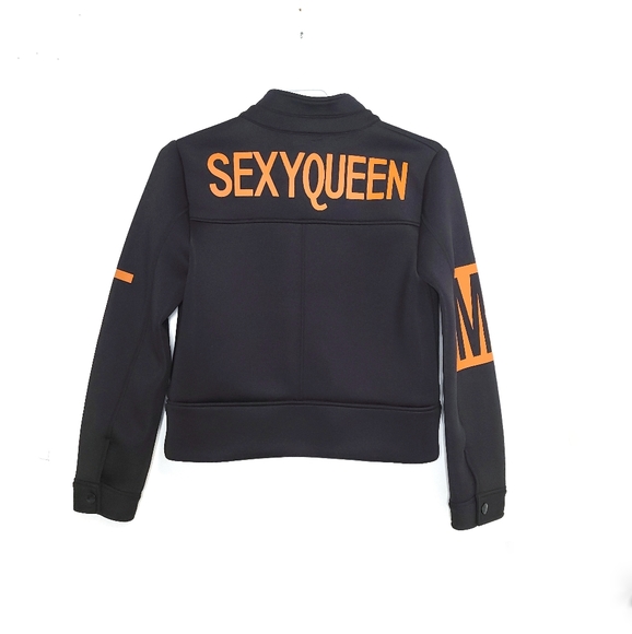 MAX MARTIN Graphic Come Go Black Bomber Jacket size medium - Picture 4 of 9